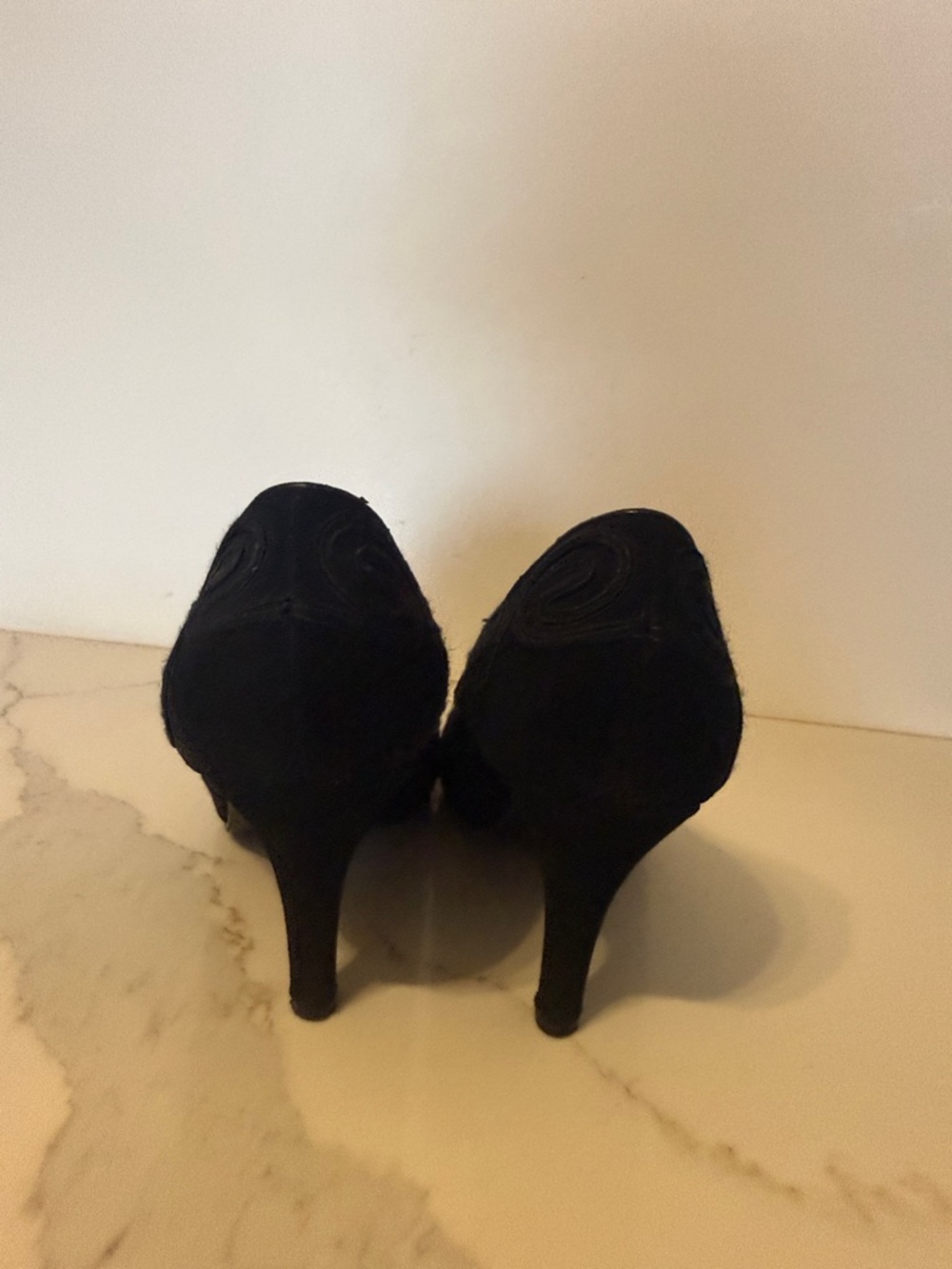 Laura Ashley Black Swirl Embroidered Heels - Picture 3 of 5